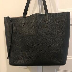 Cuyana black leather tote with bag insert